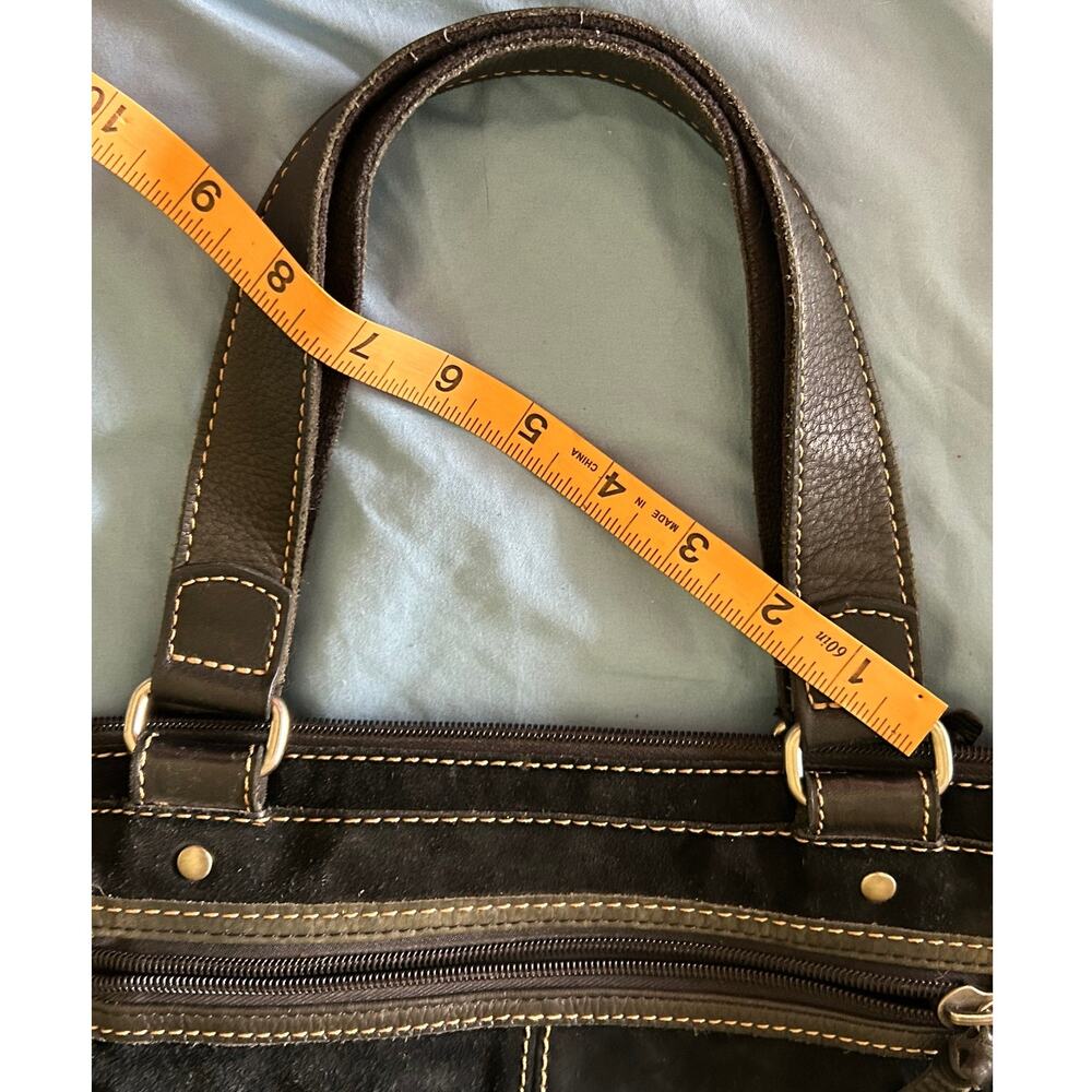 Fossil Black Suede Leather Boho Handbag Purse Studded Embossed - Picture 7 of 15